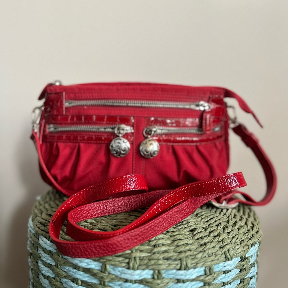Brighton Vtg Red Crossbody Nylon Bag